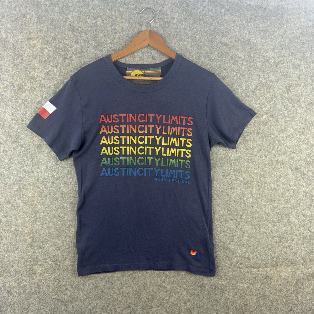 Aviator Nation Shirt Mens Small Blue Austin City Limits Texas Flag USA Made ACL